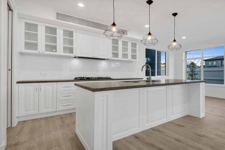Kitchen benchtop gray colour on top