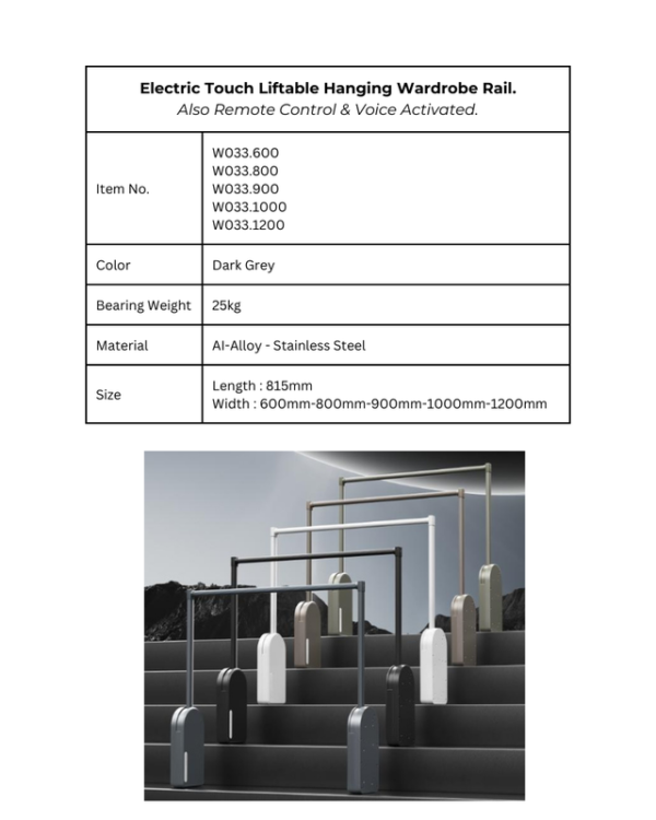Electric Liftable Hanging Rail - NEW